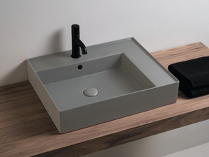 ENJOY - Countertop rectangular single ceramic washbasin _ Ceramica Cielo